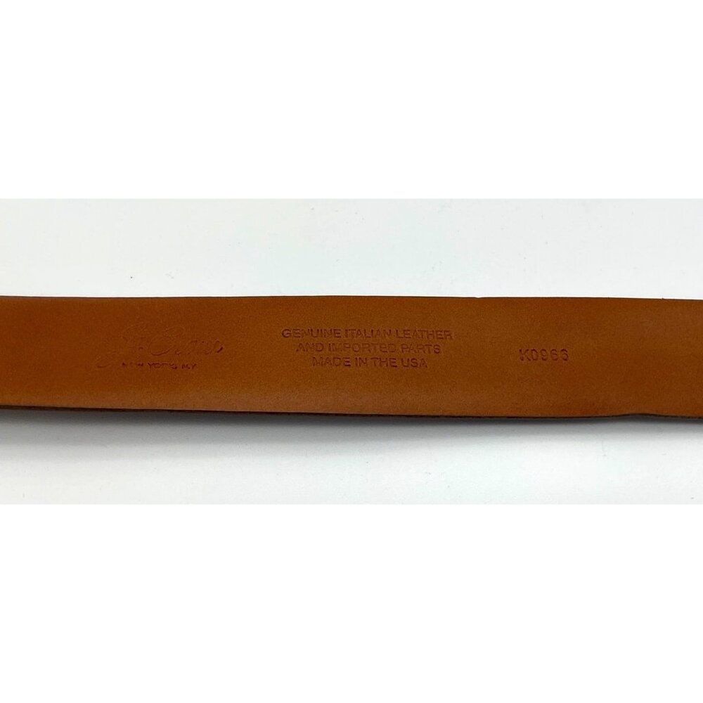 J.Crew Brown Genuine Italian Leather Silvertone Buckle Belt Size 34 - Picture 4 of 5